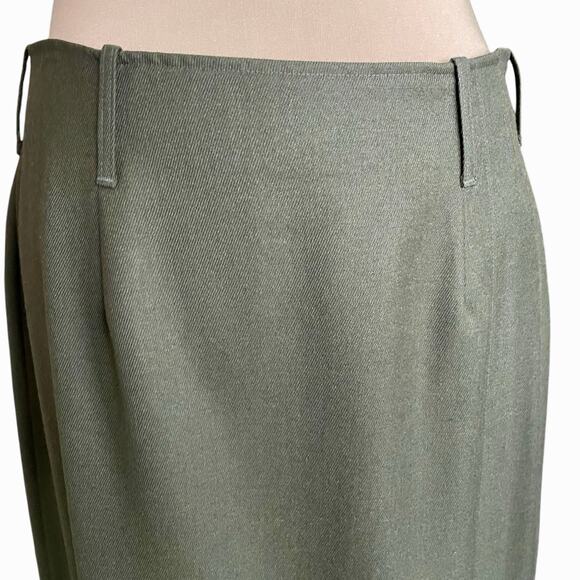 J. McLaughlin for Sanyo Olive Green 100% Wool Midi/Maxi Straight Skirt Size 14 - Picture 5 of 8